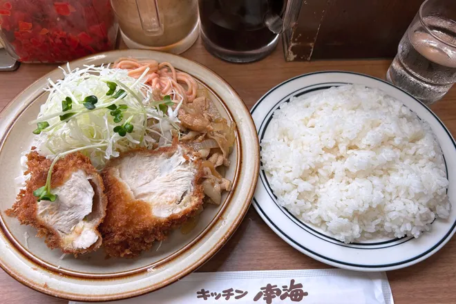 キッチン南海のチキンカツしょうが焼きライスの写真